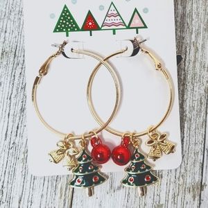 Christmas Tree Hoop Earrings